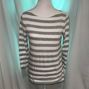 gray & white striped GAP essential boatneck top size small